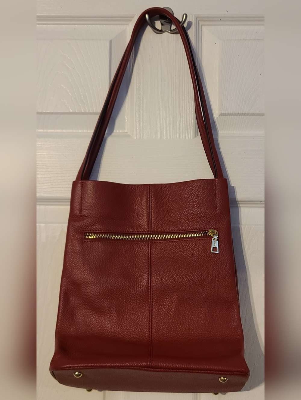 Kattee Red Maroon Leather Top Handle Shoulder/ Hobo Bag/ Satchel Bucket BagThe